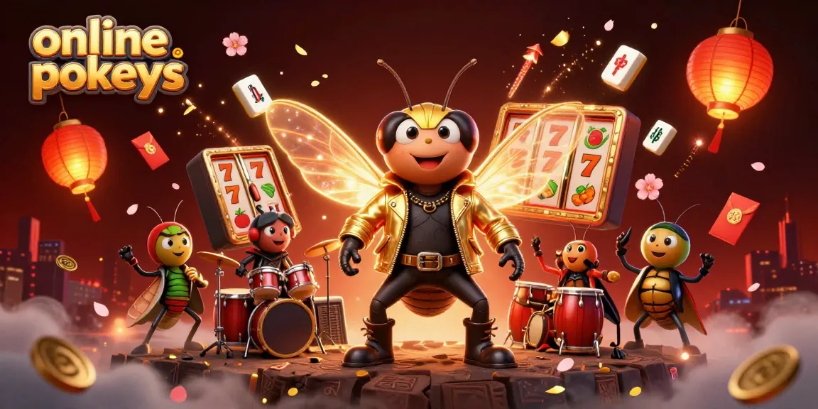 Experience thrilling online pokies action with vibrant characters and exciting game elements.