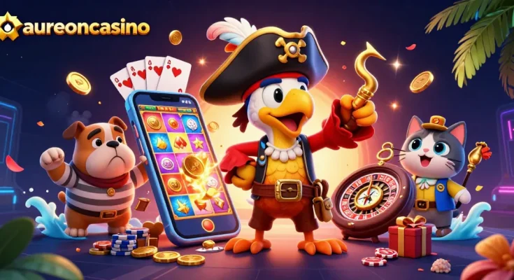 Experience the thrill of gameplay at aureoncasino with colorful slot games and vibrant characters.